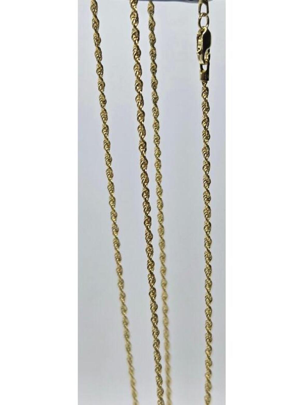 Real 14K Yellow Gold 1.6mm Diamond Cut Italian Rope Chain, 24" Italy - Picture 10 of 10